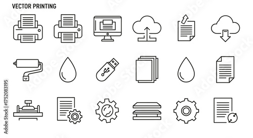 Business and finance thin line icon set. Collection of pictograms for data analysis, statistics, investment growth, money, strategy, voting, security, and user interface.