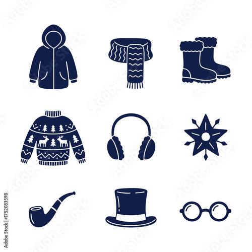Christmas Clothing and Accessory Hand-Drawn Silhouettes