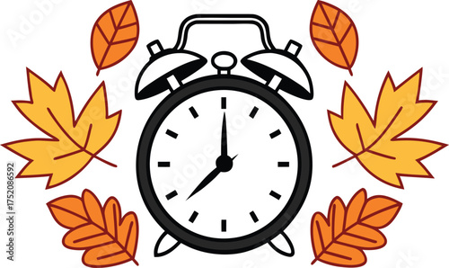 Daylight Saving Time Ends Illustration. Fall Back Clock Time Change Design. Autumn Clock Time Adjustment Concept. Seasonal Time Change Clock Illustration. End of Daylight Saving Time Concept Art