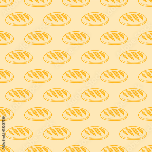 bread pattern background. baguette pattern background. Bakery theme pattern background. Bake shop themes pattern doodle for packaging.
