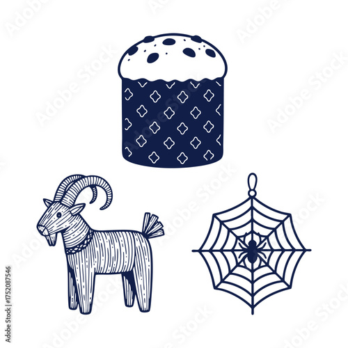 World Christmas Panettone Yule Goat Spider Web Silhouettes