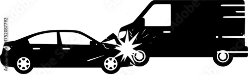 car crash, black car, black van