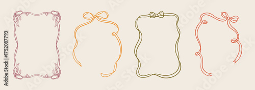 Minimalist hand drawn border collection with elegant curves, French swirls, and decorative elements. Great for autumn wedding templates, birthday cards, or romantic invitations.