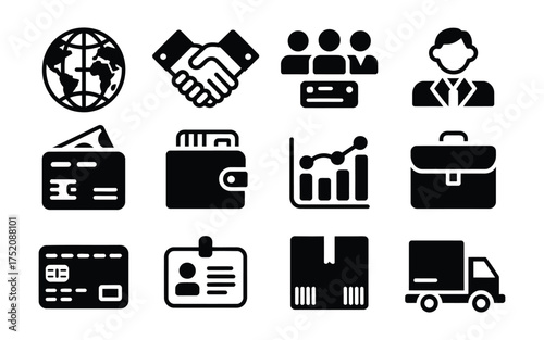 Business and finance icons set vector pack