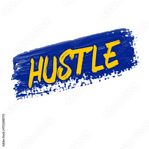 Dynamic motivation typography for Tshirt design with the word Hustle, symbolizing hard work, energy, and positivity. Perfect for those chasing success and dreams.