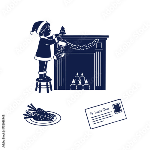 Christmas Eve Stocking Carrots Letter Stencil Silhouettes