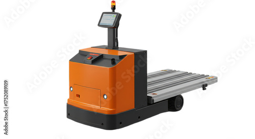 Automated guided vehicle isolated on transparent background, an unmanned transport system for industrial applications