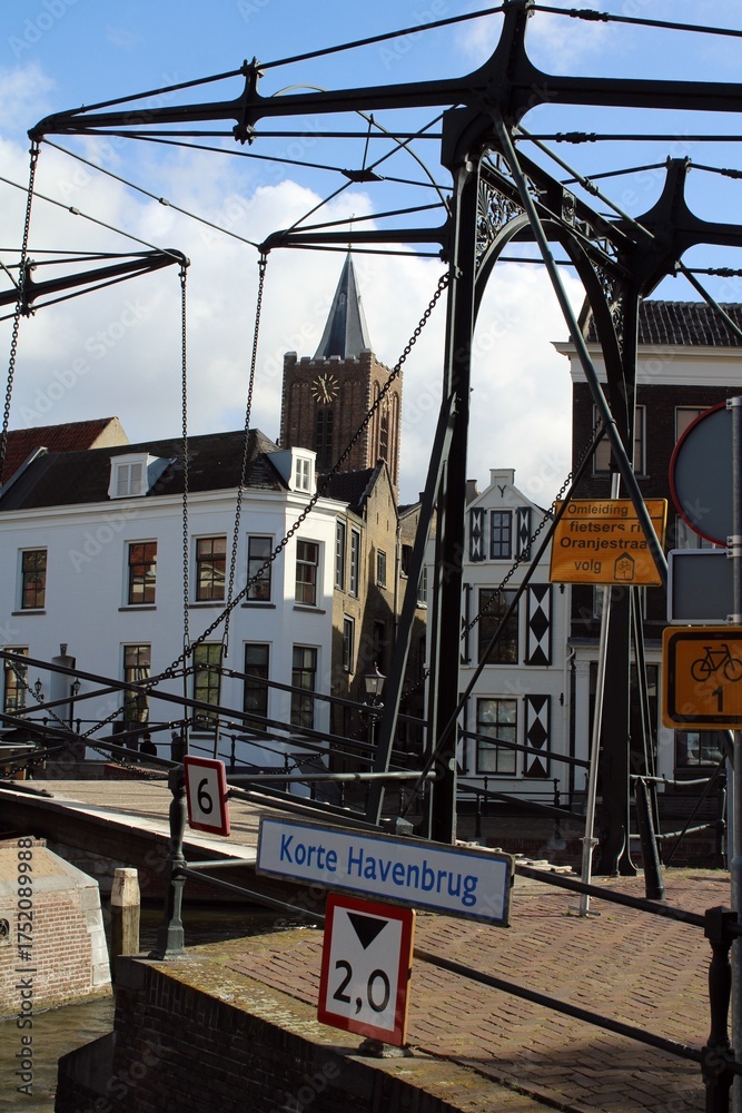 Naklejka premium Korte Havenbrug, Schiedam, Netherlands, looking east.