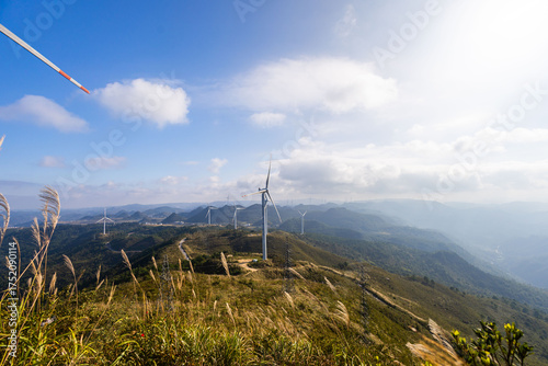 wind turbines in the mountains