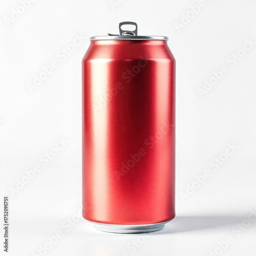 
3D render of soda can mockup, metallic texture, isolated on white background, realistic lighting
