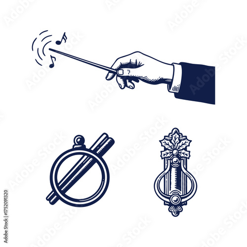 Christmas Caroling Baton Pitch Pipe Door Knocker Icons