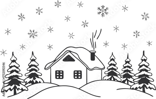 winter landscape with house