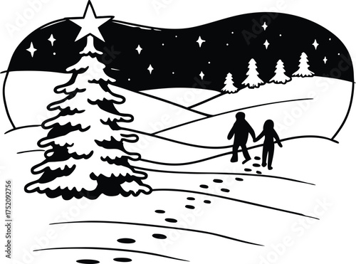 winter landscape vector illustration