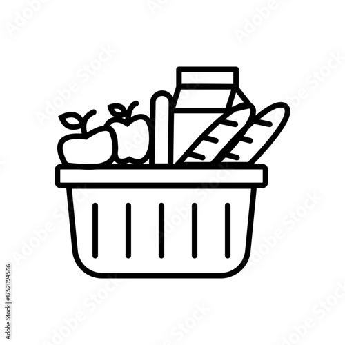 grocery Shopping and Commerce Line Icons Collection
