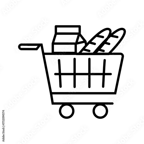 grocery Shopping and Commerce Line Icons Collection