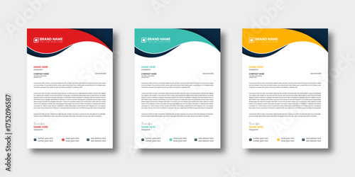 Modern business letterhead design, Professional corporate letterhead flyer newsletter template with multiple colour
