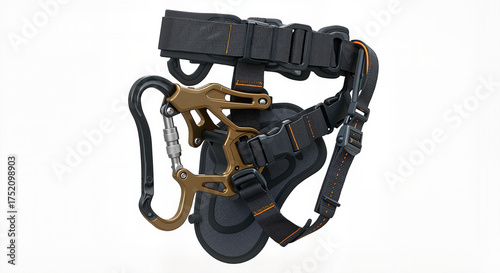 Modular prosthetic attachment for climbing harness with carabiner and straps  