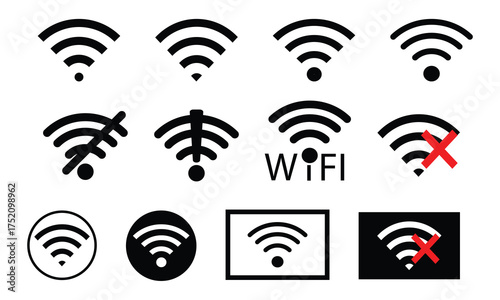 Wifi icon, wifi no signal icon set. vector illustration