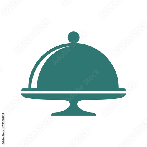 Teal serving dish with lid icon on white background food plate