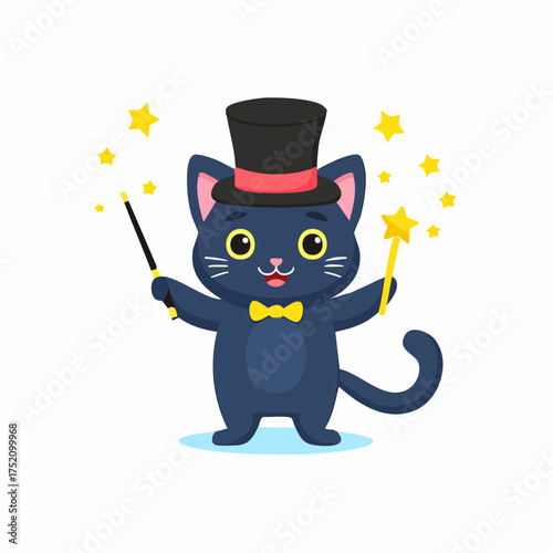 Magical cat performing trick with transparent background
