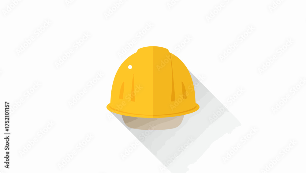 Fototapeta premium Flat Vector Illustration of a Yellow Construction Helmet