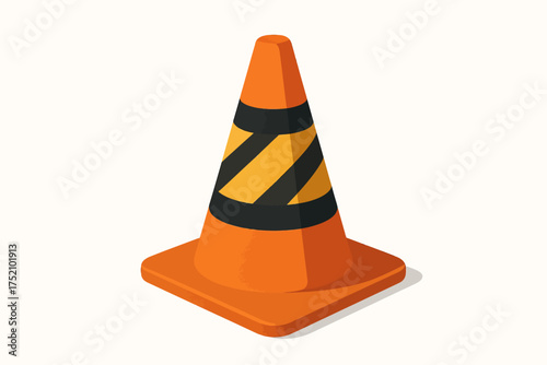 Vector Illustration of a Safety Cone with Bold Caution Stripes