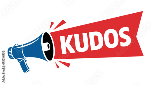 Vector art of kudos megaphone for recognition and praise