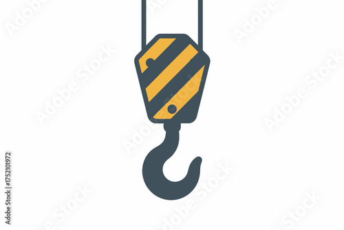 Crane Hook Icon: Simple icon of a crane hook, perfectly suitable for depicting lifting and construction elements.