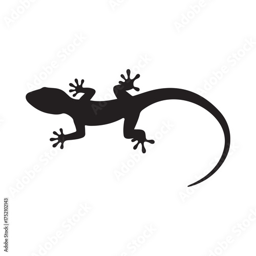gecko lizard silhouette vector flat illustration design on white background