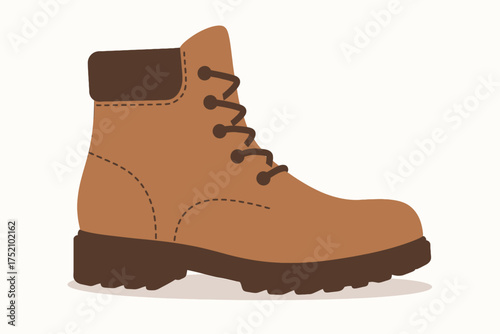 Robust Boot: A sturdy and detailed illustration of a single brown boot, perfect for rugged adventures or everyday wear, showcases craftsmanship and durability.