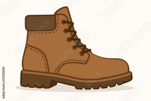 Brown Boot Illustration: A detailed illustration of a sturdy brown boot, ideal for outdoor adventures and rugged terrains.