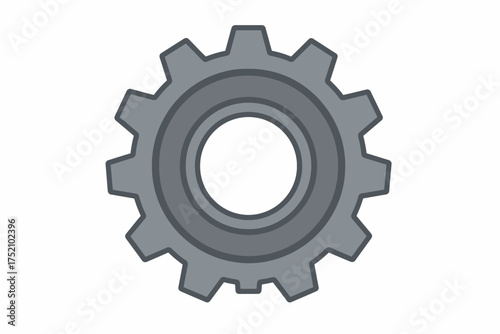 Industrial Gear Illustration: A solitary industrial gear illustration. conveys concepts of industry, mechanics, and the synergy of interconnected processes