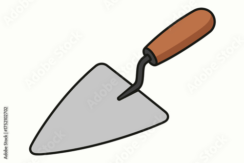 Masonry Trowel Vector Icon with Wooden Handle