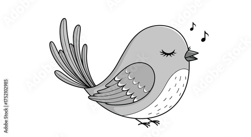 A small bird is singing a sweet song in the morning.