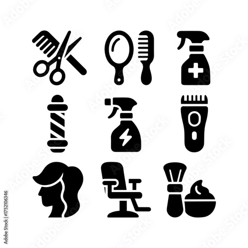 set of outline icons hairdresser vector on a white background
set of 9 line icons, vector, on a white background