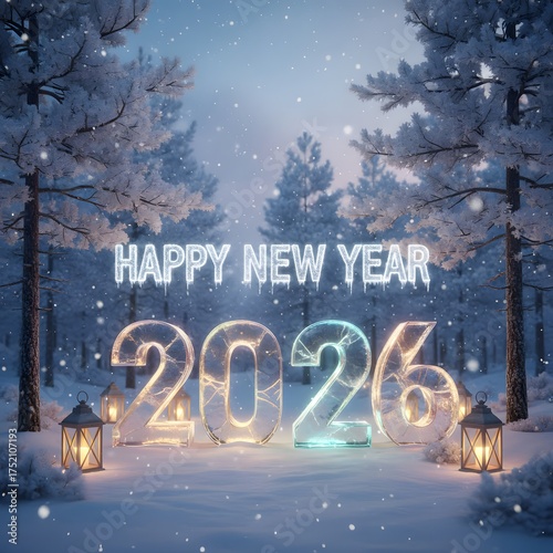 Modern Happy New Year 2026 background with dynamic colorful lights and sparkling effects, creating a joyful, festive atmosphere for digital and print media.
