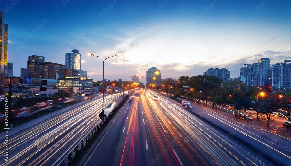 Obraz premium city traffic at dusk