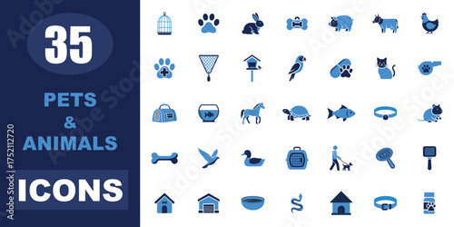 Pets Animals Pet Care Veterinary Wildlife Farm Icon Set