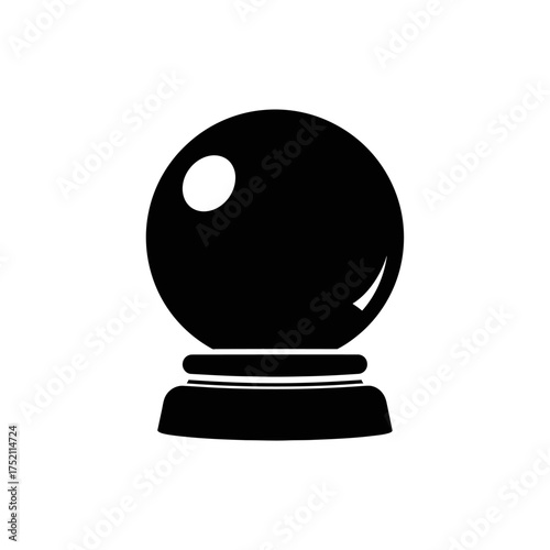 A Simple Black Silhouette of a Crystal Ball on a Stand.