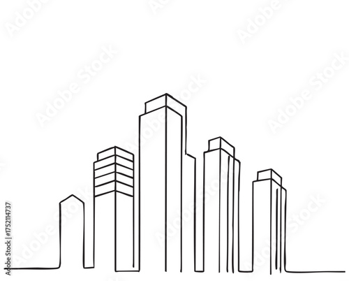 High rise building line sketch. Architecture