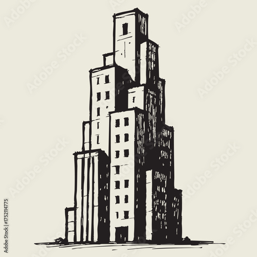 High rise building sketch. Architecture doodles
