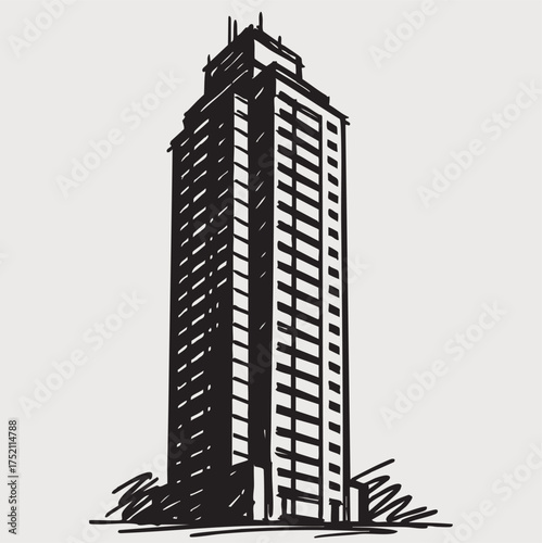High rise building sketch. Architecture doodles