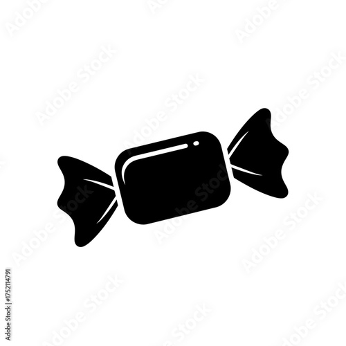 Simple black and white candy icon with wrapper.