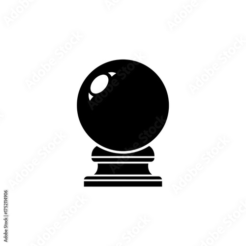 A Simple Black Silhouette of a Crystal Ball on a Pedestal.