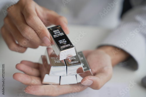 Silver Trading Businessman invest in trading silver price rising.
