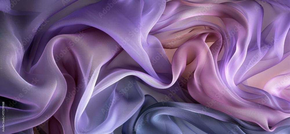 Obraz premium Dreamy Lavender & Blush Silk Fabric: Ethereal Waves, Translucent Folds, & Soft Gradients