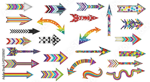 Vibrant Arrow Collection Funky Directional Signs in Playful Patterns
