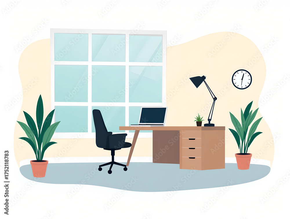 Fototapeta premium Minimalist Workspace Illustration