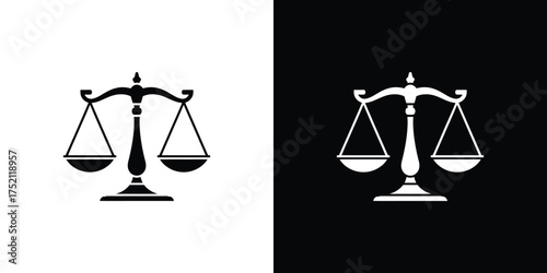 Black and White Scales of Justice Symbol Silhouette Isolated