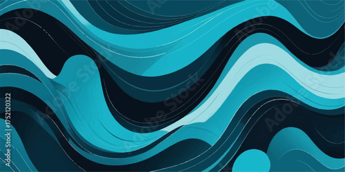 Abstract blue background featuring a flowing wave pattern of curved lines, creating a dynamic water-like design and vibrant illustration